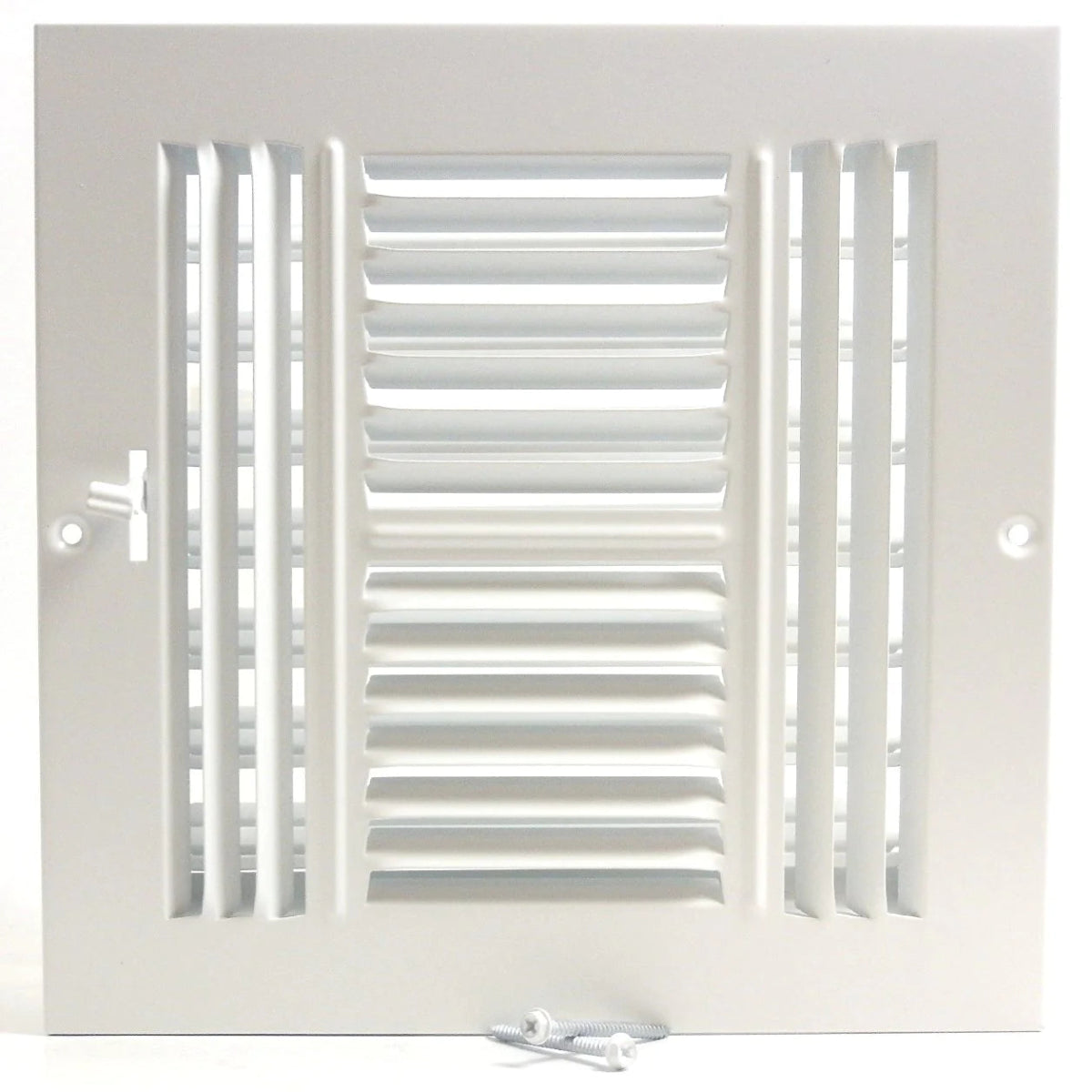 10" X 8" 4 - Way Air Supply Grille – Steel HVAC Vent Cover with Damper, Wall/Ceiling Register, White - HVAC PremiumG108W4 HP