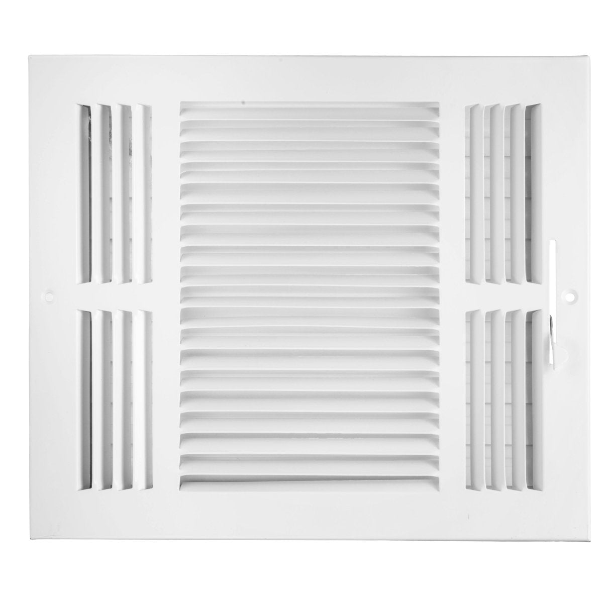 12" X 10" 3 - Way Air Supply Grille – Steel HVAC Vent Cover with Damper, Wall/Ceiling Register, White - HVAC PremiumG1210W3 HP