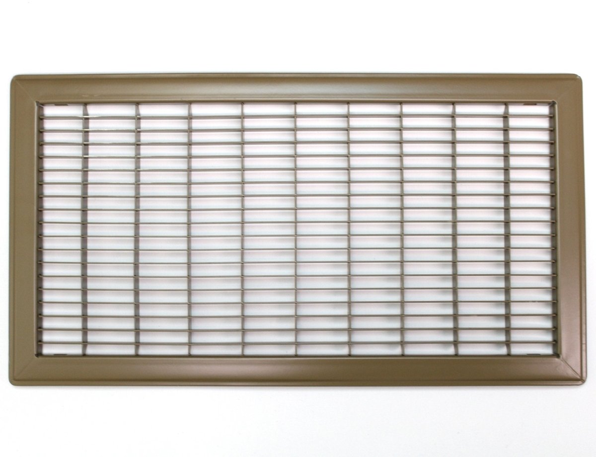 12" X 20" Heavy Duty Floor Grille - Fixed Blades Air Grille - Brown [Outer Dimensions: 21.75 X 13.75] - HVAC PremiumMFFG1220