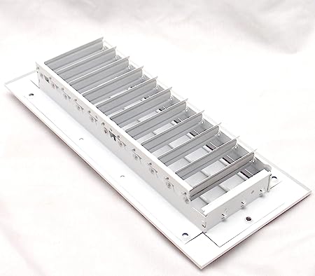 12&quot; X 4&quot; [Duct Opening] 1 - Way Air Vent Adjustable Aluminum Curved Blades Integral Multi - Shutter Damper HVAC Diffuser [Outer Dimensions: 13.75&quot;W X 5.75&quot;H] - HVAC PremiumMFACRA124W1
