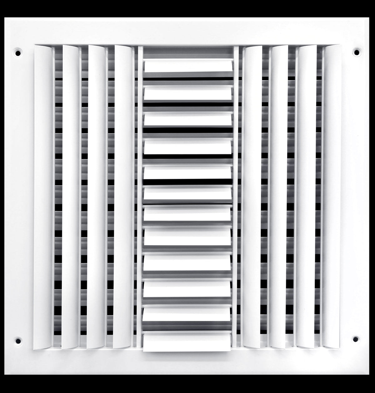 12&quot; X 12&quot; [Duct Opening] 3-Way Air Vent Adjustable Aluminum Curved Blades Integral Multi-Shutter Damper HVAC Diffuser [Outer Dimensions: 13.75&quot;W X 13.75&quot;H]