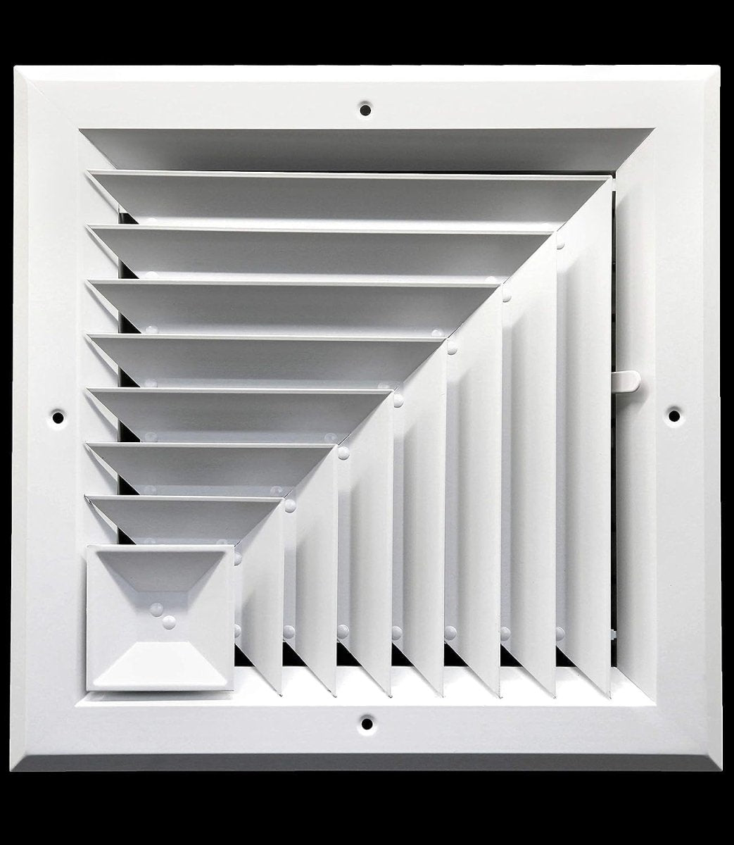 14&quot; x 14&quot; [Duct Opening] Ceiling Supply Diffuser Vent Cover – Corner Direction with Full Aluminum Frame, Back Blades &amp; Opposing Blade Lever Damper [Outer Size: 17&quot; x 17&quot;] - HVAC PremiumSHEASC14W2C - HP