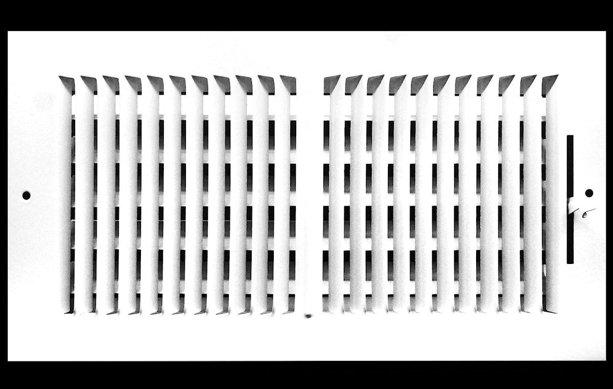 14" X 6" 2 - Way Air Supply Grille – Steel HVAC Vent Cover with Damper, Wall/Ceiling Register, White - HVAC PremiumMFSCR146W2