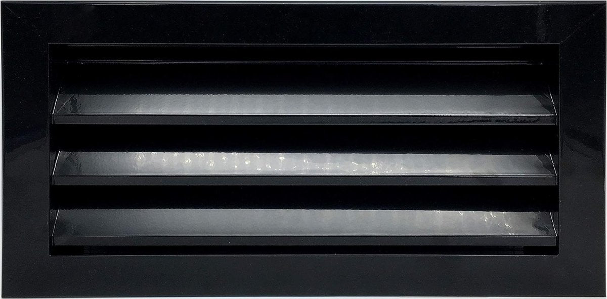 16"w X 8"h Aluminum Exterior Gable Louver Vent for Walls & Crawlspace - Weather - Resistant Air Grille with Screen Mesh - Black [Outer Dimensions 17.75"w x 9.75"h] - HVAC PremiumLO168 BL