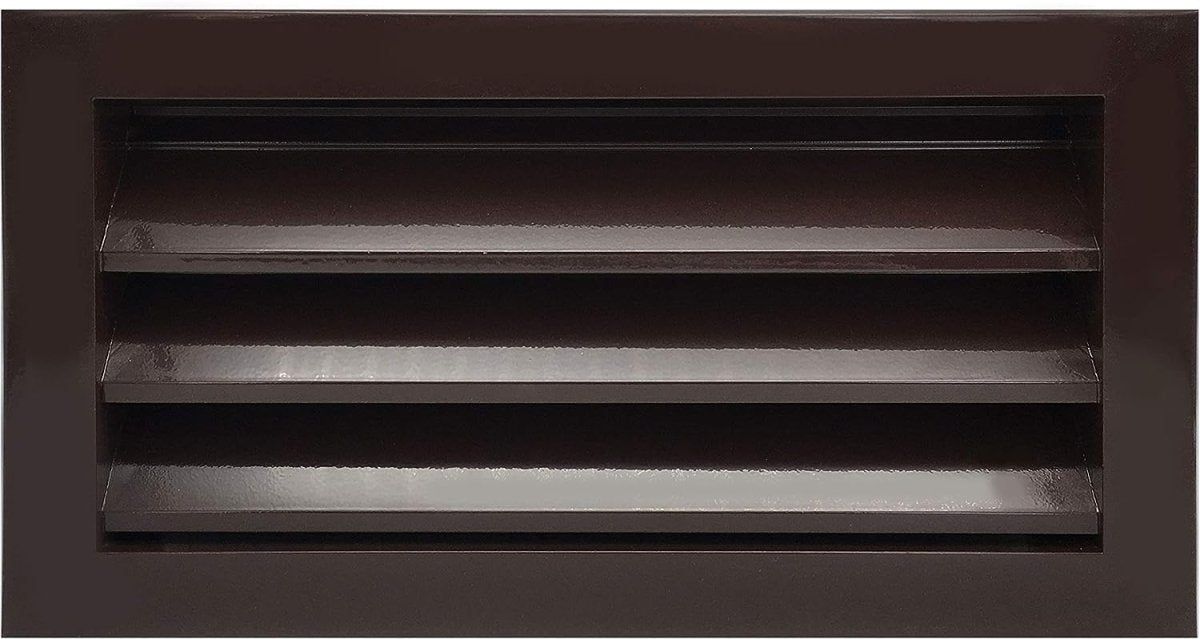 16"w X 8"h Aluminum Exterior Gable Louver Vent for Walls & Crawlspace - Weather - Resistant Air Grille with Screen Mesh - Brown [Outer Dimensions 17.75"w x 9.75"h] - HVAC PremiumLO168 BR