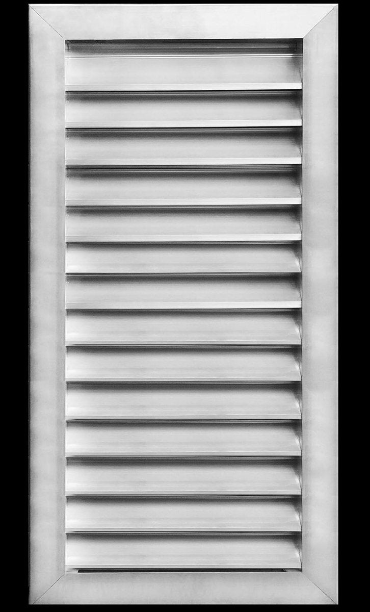18"w X 30"h Aluminum Exterior Gable Louver Vent for Walls & Crawlspace - Weather - Resistant Air Grille with Screen Mesh - [Outer Dimensions 19.75"w x 31.75"h] - HVAC PremiumLO1830