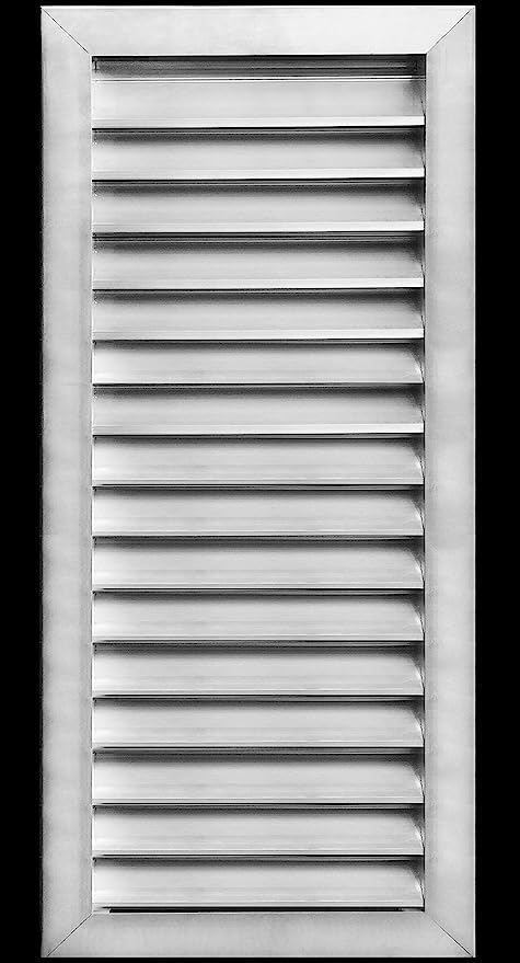 18"w X 36"h Aluminum Exterior Gable Louver Vent for Walls & Crawlspace - Weather - Resistant Air Grille with Screen Mesh - [Outer Dimensions 19.75"w x 37.75"h] - HVAC PremiumLO1836