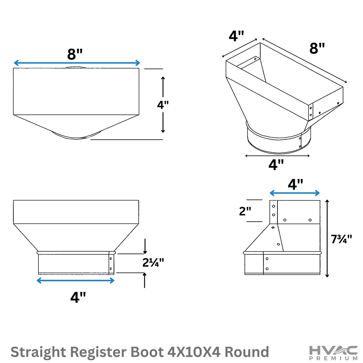 Straight Register Boot - 10" X 4" X 4" Round