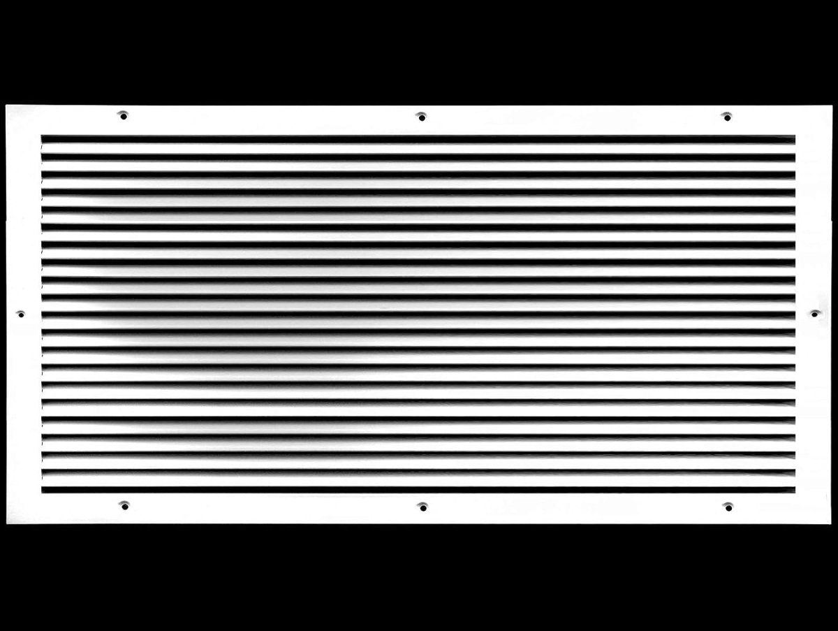 25"W X 14"H [Duct Opening] ALUMINUM RETURN GRILLE - Easy Air Flow - Linear Bar Grilles [Outer Dimensions: 26.875"W X 15.875"H] - HVAC PremiumRG2514AL