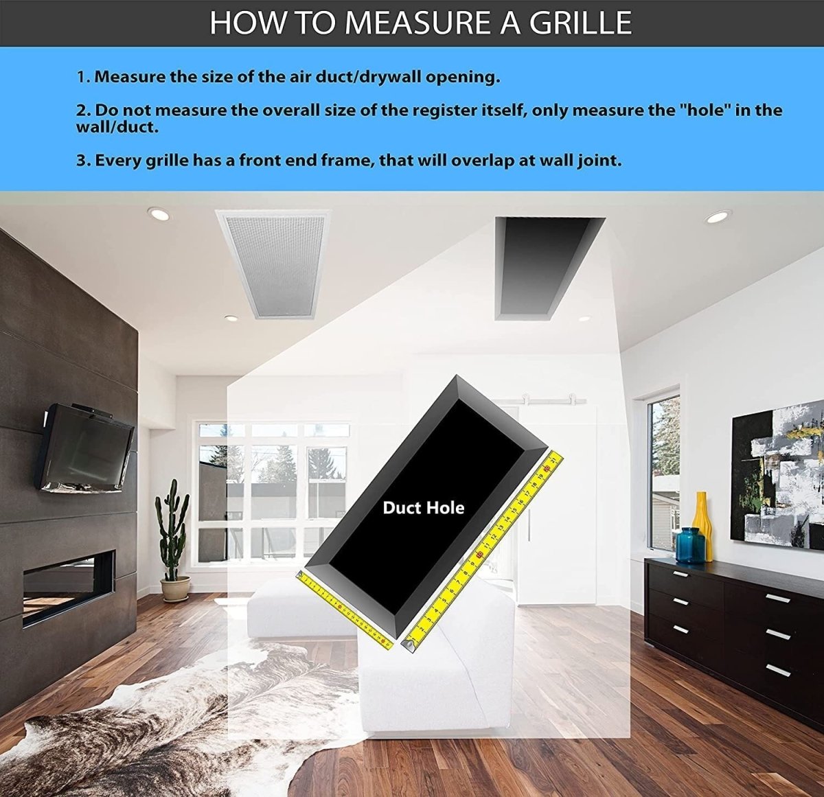 25&quot;W X 16&quot;H [Duct Opening] Steel Air Vent Return Grille - HVAC VENT DUCT COVER DIFFUSER - [Outer Dimensions: 26.75&quot;W X 17.75&quot;H] - HVAC Premium170BL 25X16