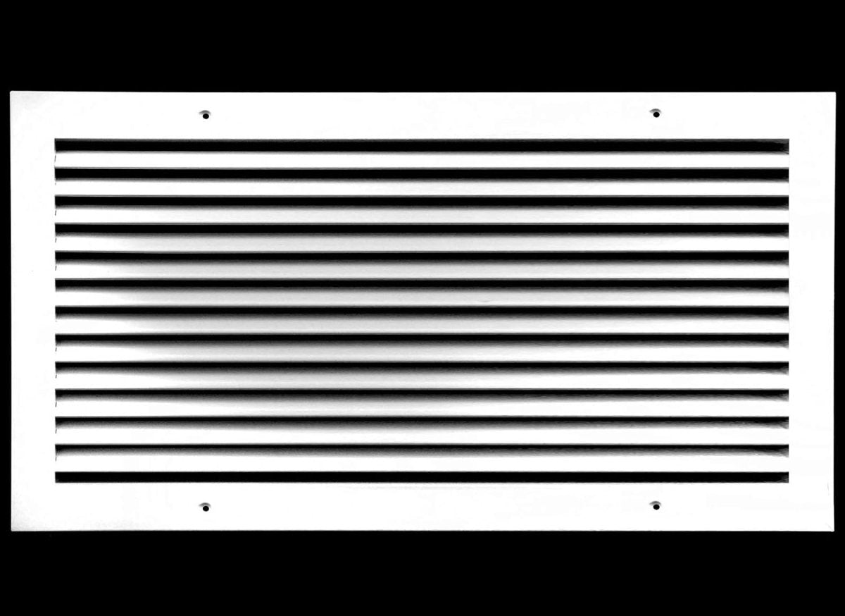 26&quot;W X 12&quot;H [Duct Opening] ALUMINUM RETURN GRILLE - Easy Air Flow - Linear Bar Grilles [Outer Dimensions: 27.875&quot;W X 13.875&quot;H] - HVAC PremiumRG2612AL