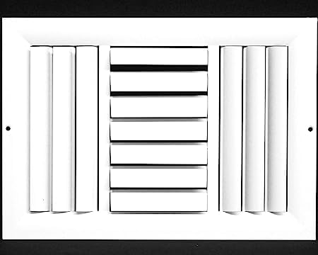 10" X 4" [Duct Opening] 3-Way Air Vent Adjustable Aluminum Curved Blades Integral Multi-Shutter Damper HVAC Diffuser [Outer Dimensions: 11.75"W X 5.75"H]
