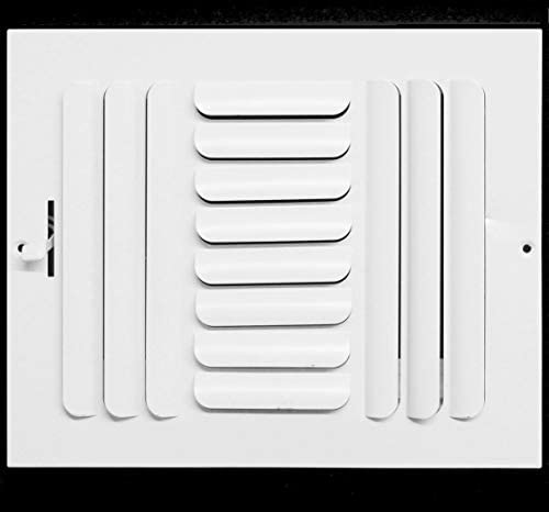 6" X 6" [Duct Opening] 3-Way Fixed Curved Blade Air Supply Diffuser Register Vent Cover Grille [Outer Dimensions: 7.75"W X 7.75"H]