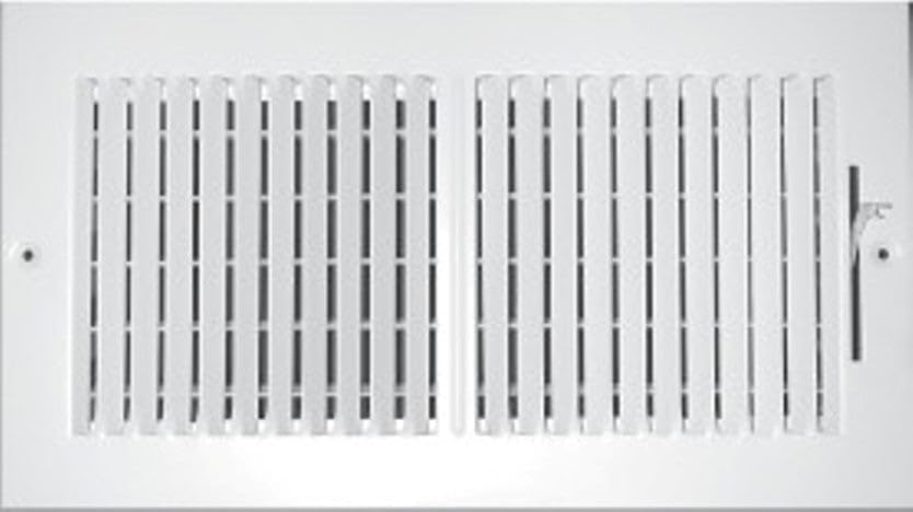 24" X 10" 2-Way Air Supply Grille  Steel HVAC Vent Cover with Damper, Wall/Ceiling Register, White