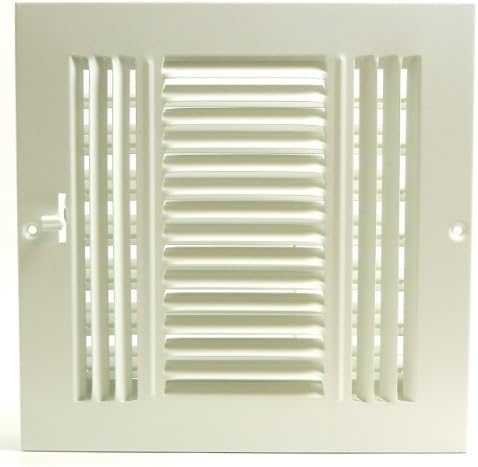6" X 6" 3-Way Air Supply Grille  Steel HVAC Vent Cover with Damper, Wall/Ceiling Register, White
