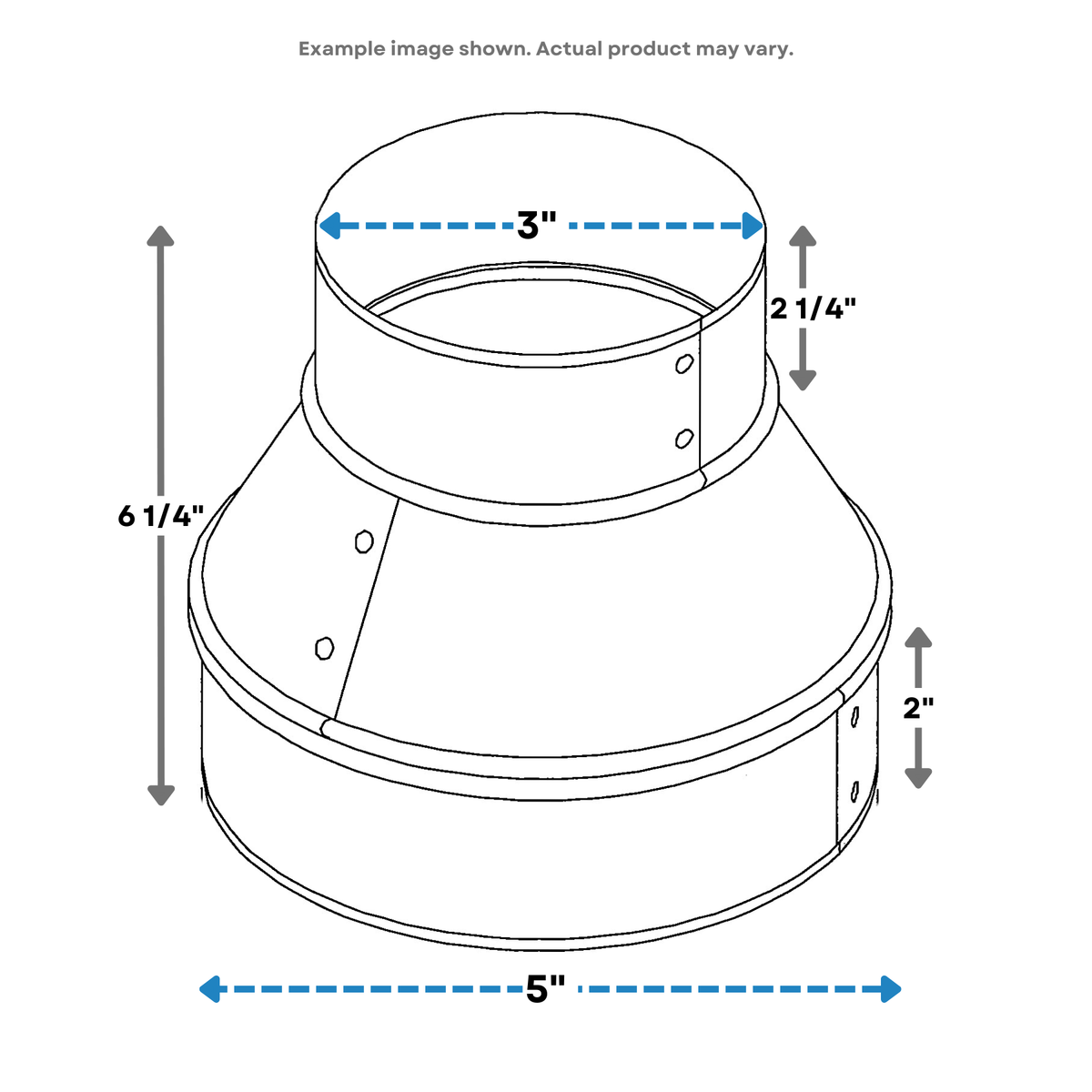 Round Metal Pipe Reducer & Increaser | 9" to 7" HVAC Duct Reducer or Increaser 30g Gauge | Galvanized Sheet Metal Ducting Connector is Compatible with Duct 7" | 97Reducer-FM