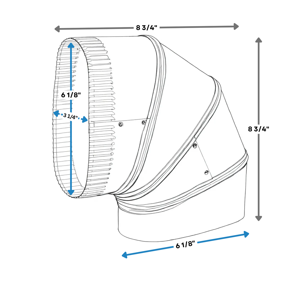 5" 90 Degree Flat Oval Elbow