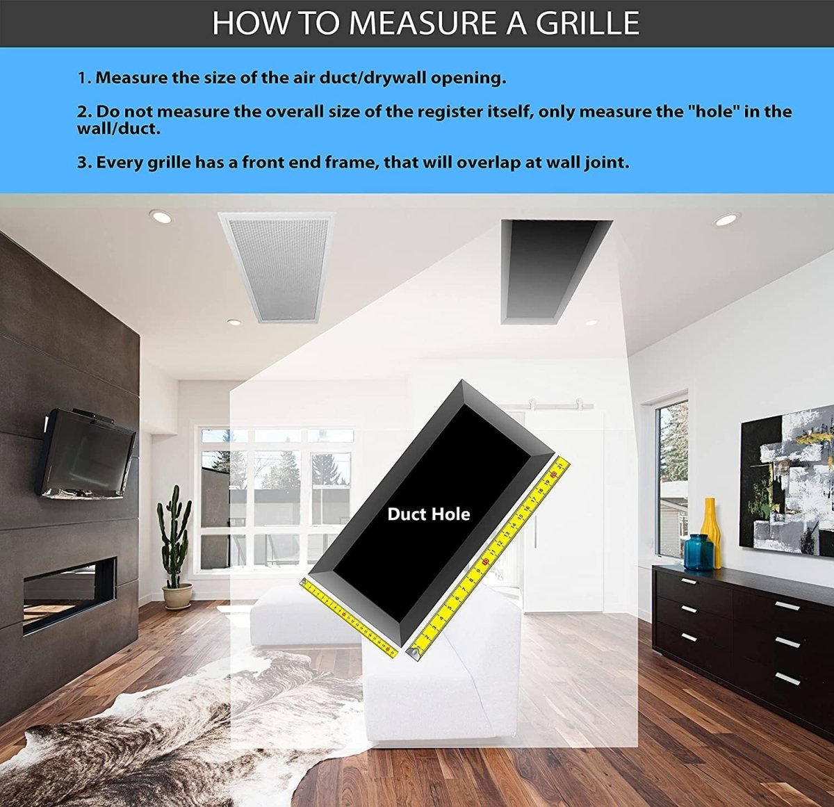 6&quot; X 4&quot; 2 - Way Air Supply Grille – Steel HVAC Vent Cover with Damper, Wall/Ceiling Register, White - HVAC PremiumMFSCR64W2