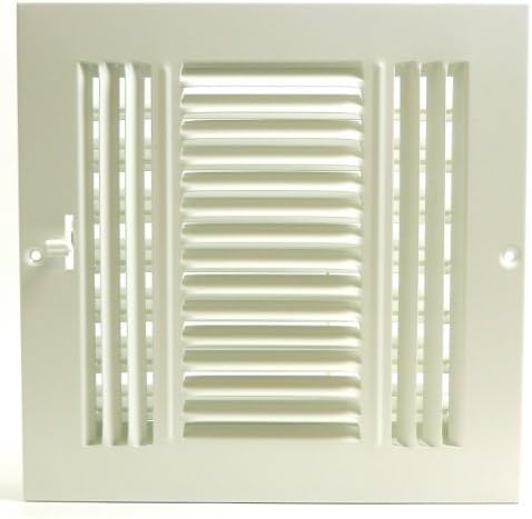 6" X 6" 3 - Way Air Supply Grille – Steel HVAC Vent Cover with Damper, Wall/Ceiling Register, White - HVAC PremiumG663WYFBA
