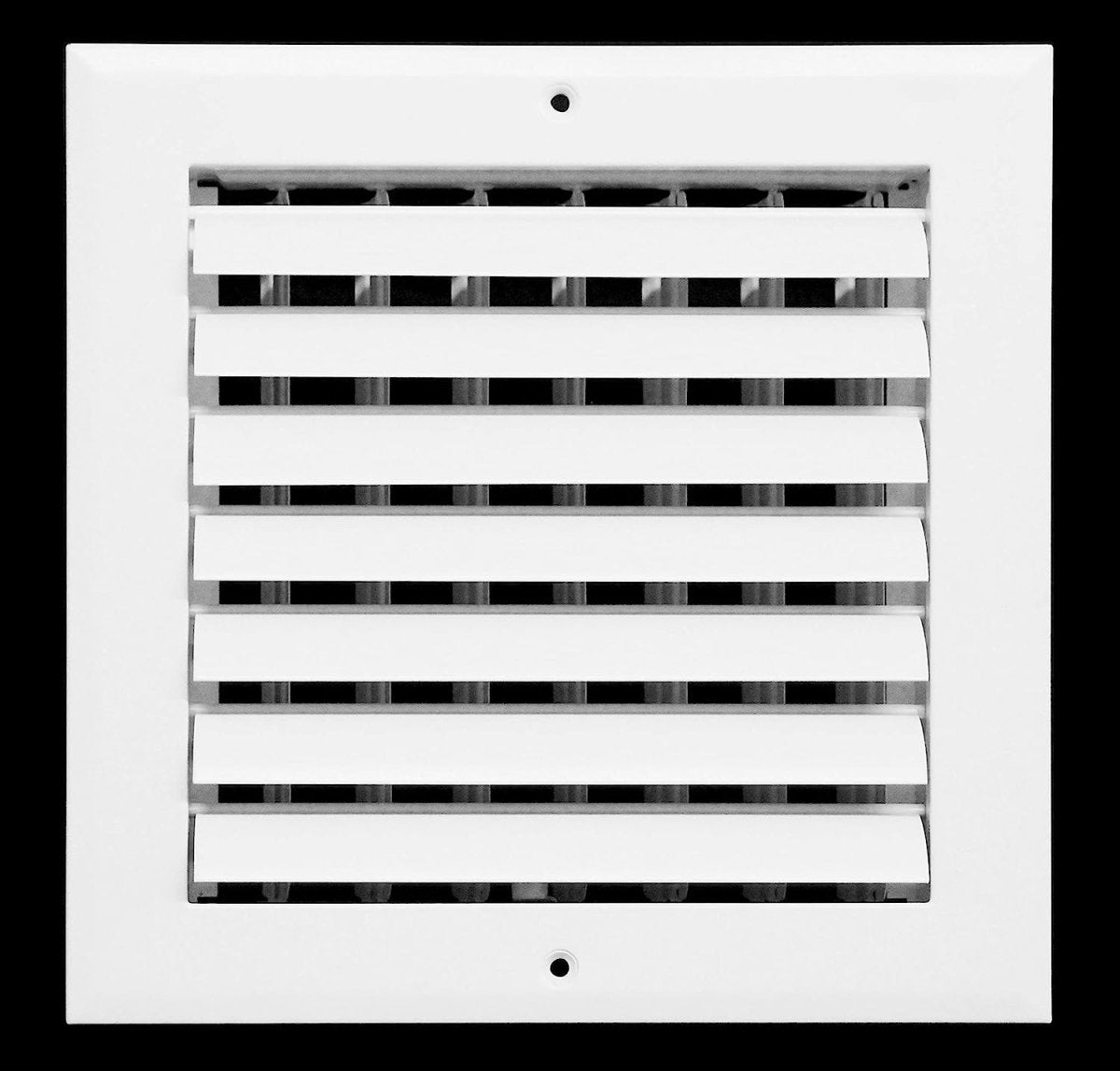 6" X 6" [Duct Opening] 1 - Way Air Vent Adjustable Aluminum Curved Blades Integral Multi - Shutter Damper HVAC Diffuser [Outer Dimensions: 7.75"W X 7.75"H] - HVAC PremiumMFACRA66W1 - HP