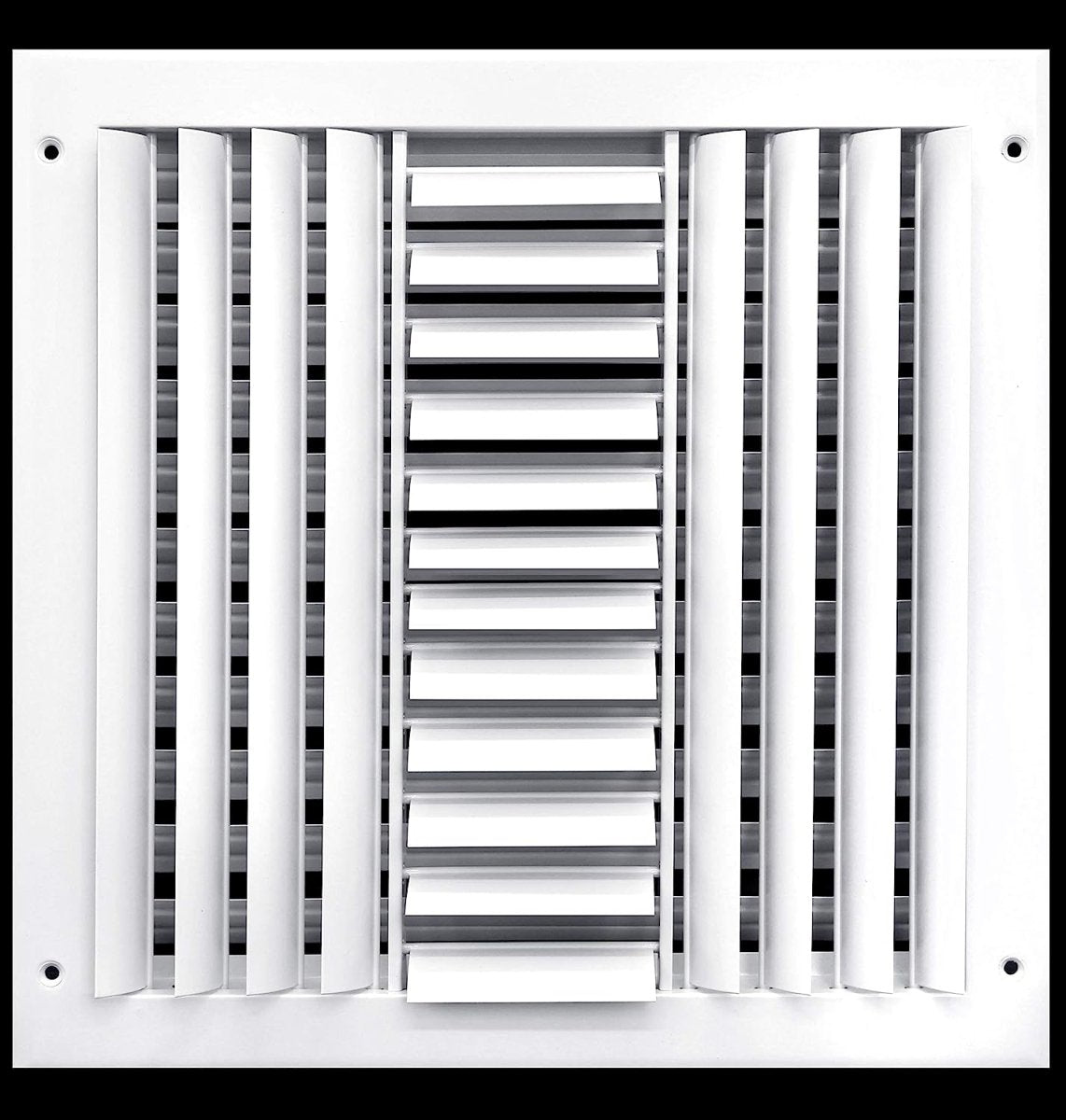 6" X 6" [Duct Opening] 3 - Way Air Vent Adjustable Aluminum Curved Blades Integral Multi - Shutter Damper HVAC Diffuser [Outer Dimensions: 7.75"W X 7.75"H] - HVAC PremiumMFACRA66W3 - HP