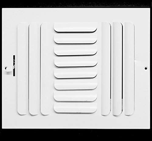 6&quot; X 6&quot; [Duct Opening] 3 - Way Fixed Curved Blade Air Supply Diffuser Register Vent Cover Grille [Outer Dimensions: 7.75&quot;W X 7.75&quot;H] - HVAC PremiumCSCSCR66W3