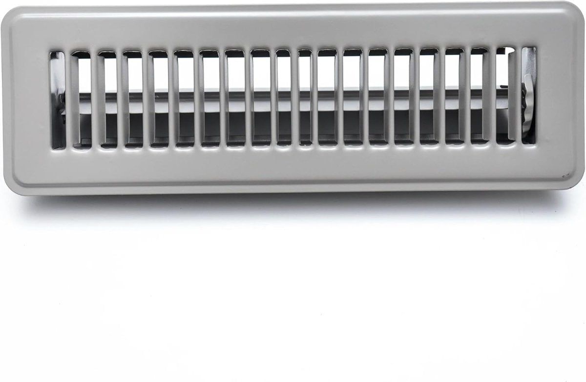 6" X 8" OR 8" X 6" Floor Register with Louvered Design - Heavy Duty Rigid Floor Air Supply with Damper & Lever - Outer Dimensions [ 7.5 X 9.5] - Light Grey - HVAC PremiumFR68GR