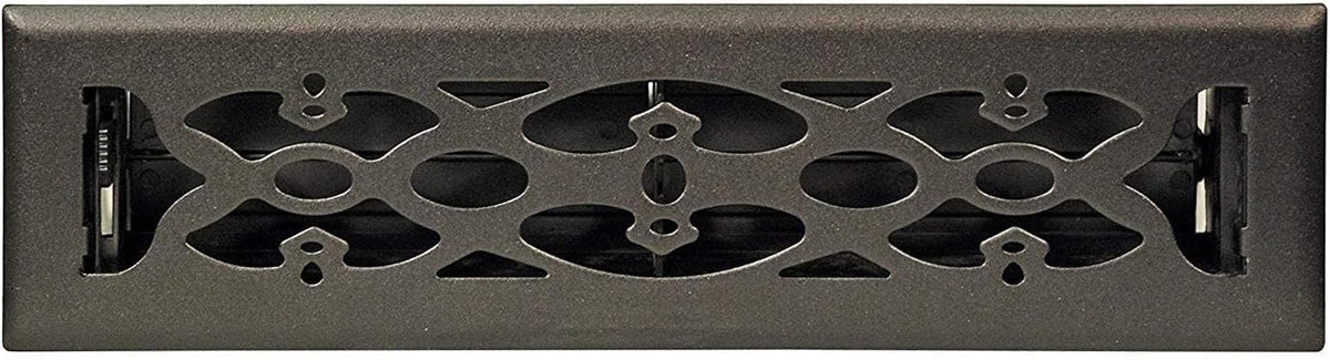 2" X 10" Luxury Victorian Floor Register Grille With Dampers - Luxury Contempo Decorative Grate - HVAC Vent Duct Cover - Matte Black