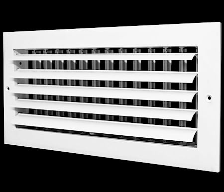 12&quot; x 6&quot; - 1-Way Air Vent - Adjustable Aluminum Curved Blades - Integral Multi-Shutter Damper - HVAC Grille