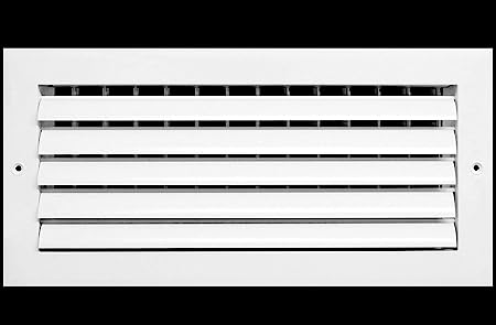 12&quot; X 6&quot; [Duct Opening] 1-Way Air Vent Adjustable Aluminum Curved Blades Integral Multi-Shutter Damper HVAC Diffuser [Outer Dimensions: 13.75&quot;W X 7.75&quot;H]