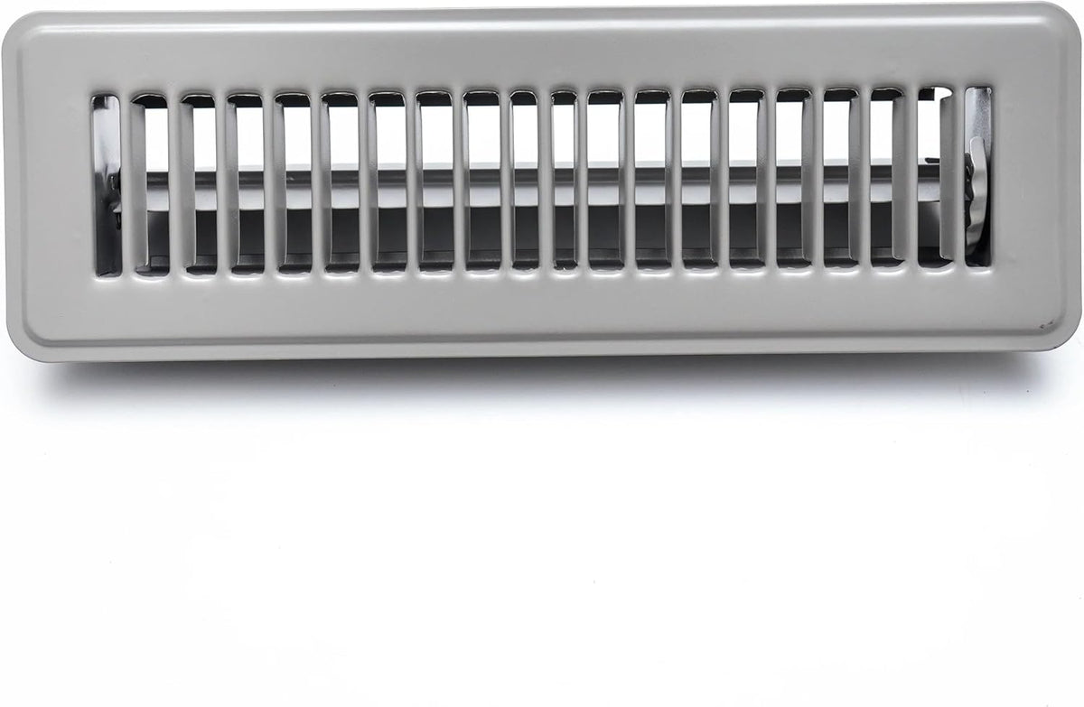 2&quot; X 12&quot; OR 12&quot; X 2&quot; Floor Register with Louvered Design - Heavy Duty Rigid Floor Air Supply with Damper &amp; Lever - Outer Dimensions [ 7.5 X 9.5] - Light Grey