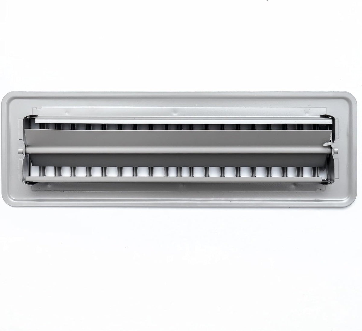 2&quot; X 14&quot; Floor Register with Louvered Design - Heavy Duty Rigid Floor Air Supply with Damper &amp; Lever - Outer Dimensions [ 3.5 X 15.5] - Light Gray