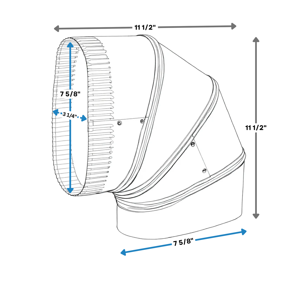 6" 90 Degree Flat Oval Elbow