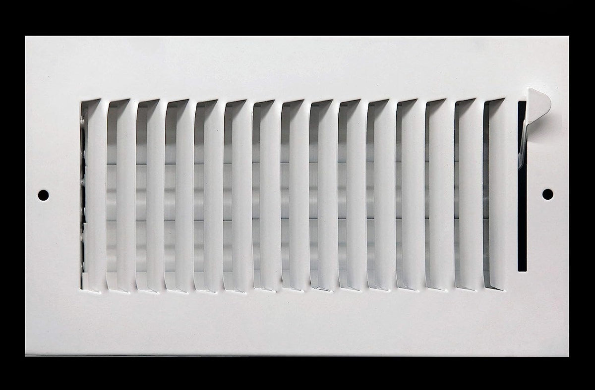 8&quot; X 6&quot; 1-Way AIR SUPPLY GRILLE - DUCT COVER &amp; DIFFUSER - Flat Stamped Face - White [Outer Dimensions: 9.75&quot;w X 7.75&quot;h]