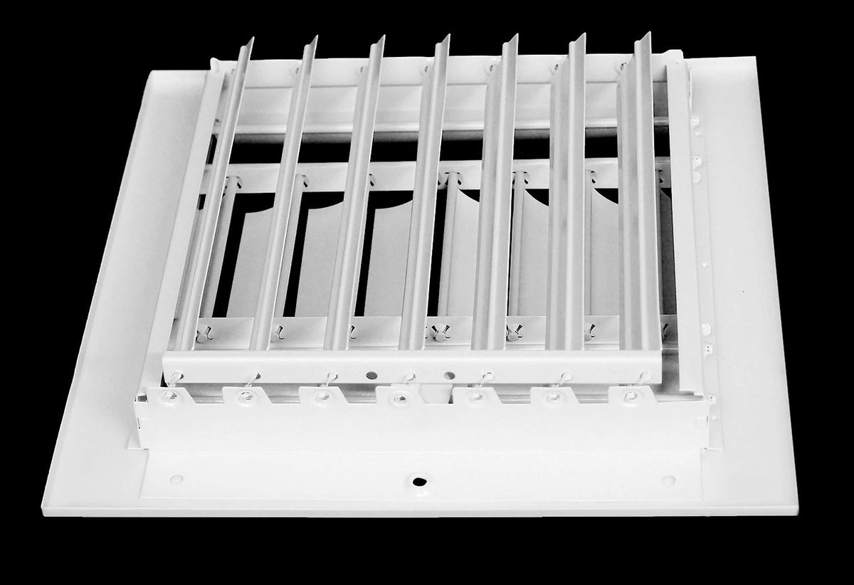 12&quot; x 6&quot; - 1-Way Air Vent - Adjustable Aluminum Curved Blades - Integral Multi-Shutter Damper - HVAC Grille