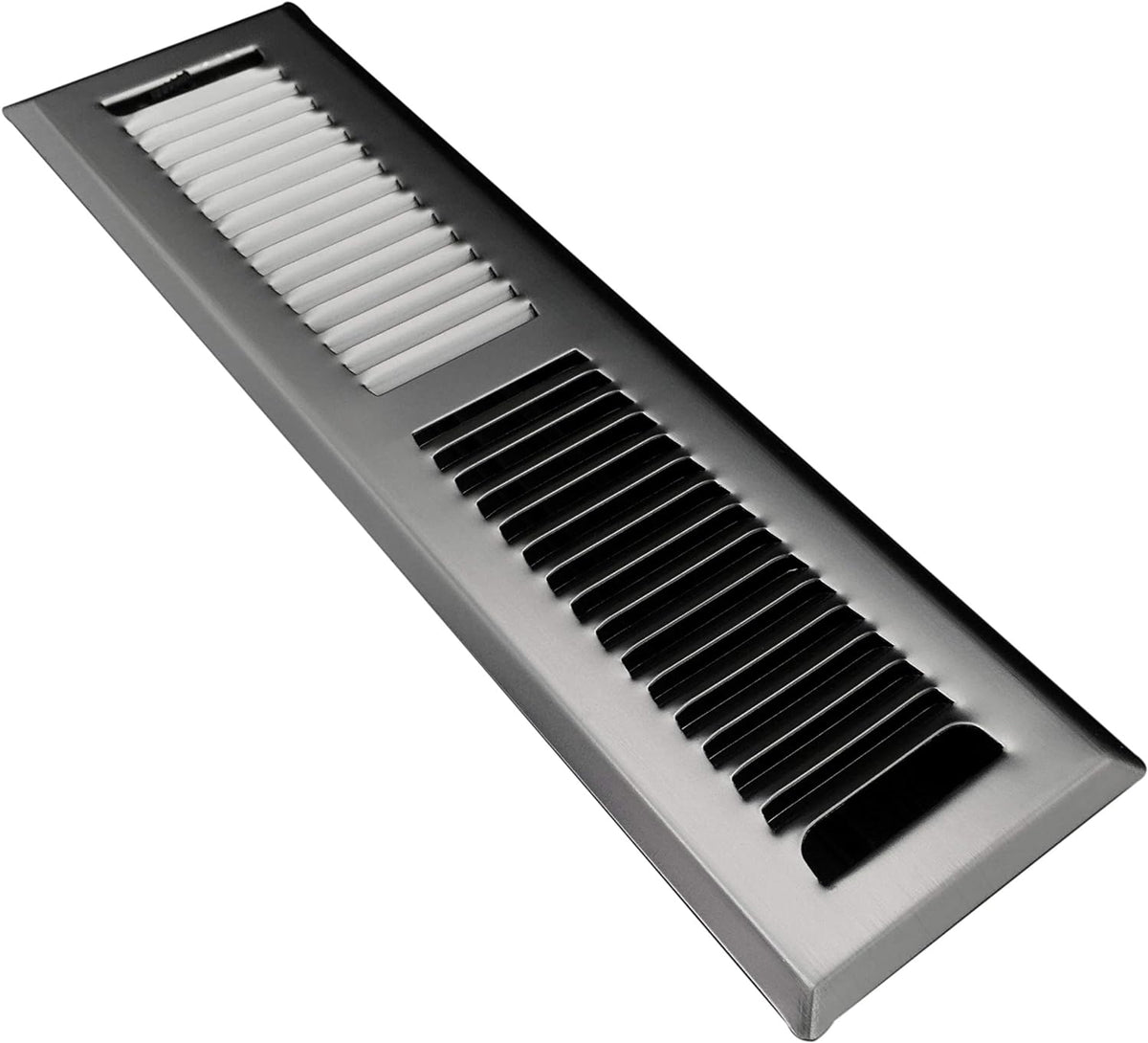 2&quot; X 10&quot; Modern Floor Register Grille with Dampers - Contempo Slotted Grate - HVAC Vent Duct Cover - Chrome