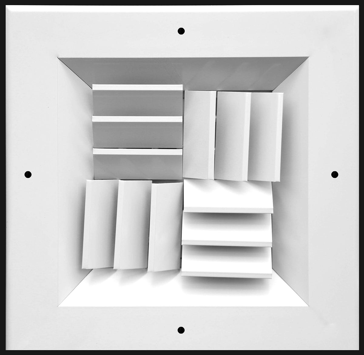 6"w X 6"h Extruded Aluminum Adjustable Core Supply Ceiling HVAC Air Grille – Interchangeable: 1-Way, 2-Way, 3-Way or 4-Way - Vent Duct Cover [Outer Dimensions: 7.125" X 7.125"]