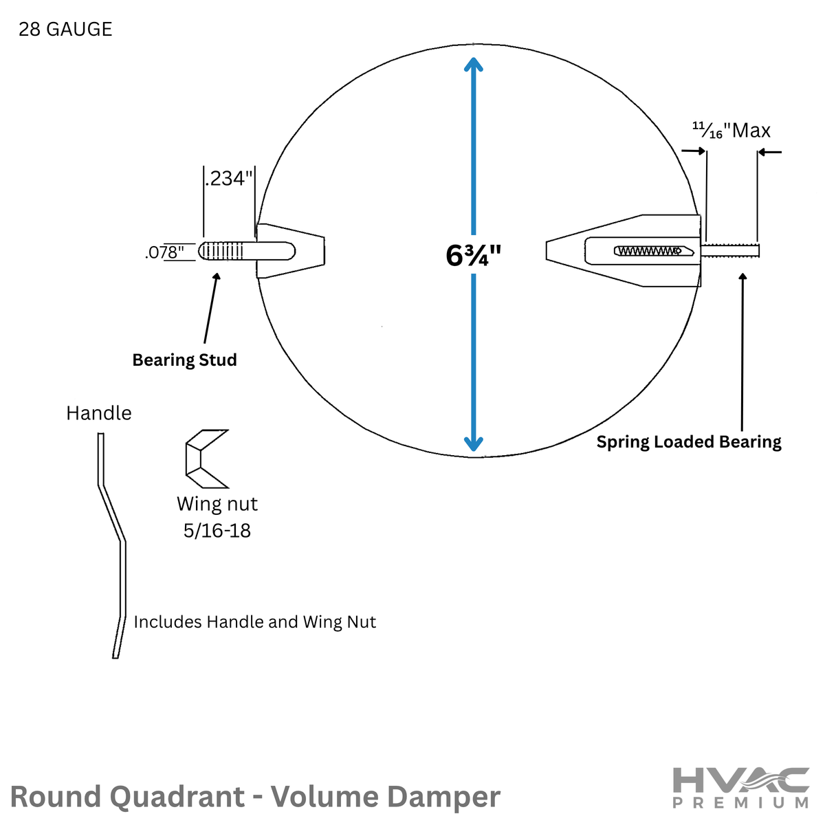 HVAC Premium Round Quadrant - Volume Damper | Round Damper Ring | 7" Galvanized Steel Metal Round Duct Ring is Compatible with Duct 7"
