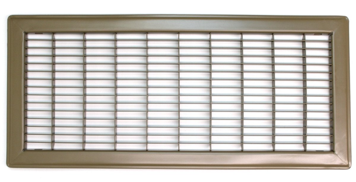 8" X 20" Or 20" X 8" Heavy Duty Floor Grille - Fixed Blades Air Grille - Brown [Outer Dimensions: 9.75 X 21.75] - HVAC PremiumMFFG820 - 1