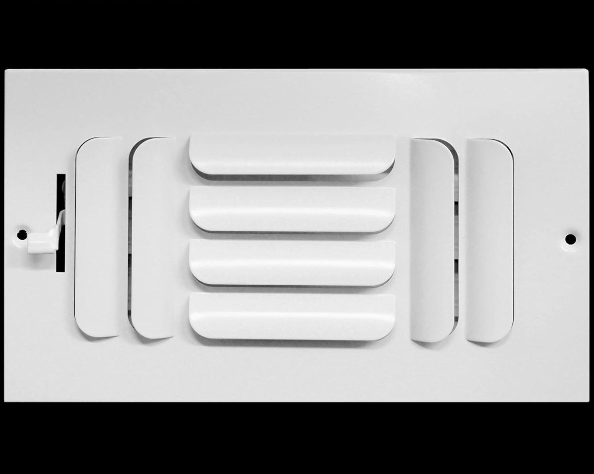 8" X 4" [Duct Opening] 3 - Way Fixed Curved Blade Air Supply Diffuser Register Vent Cover Grille [Outer Dimensions: 9.75"W X 5.75"H] - HVAC PremiumCSCSCR84W3