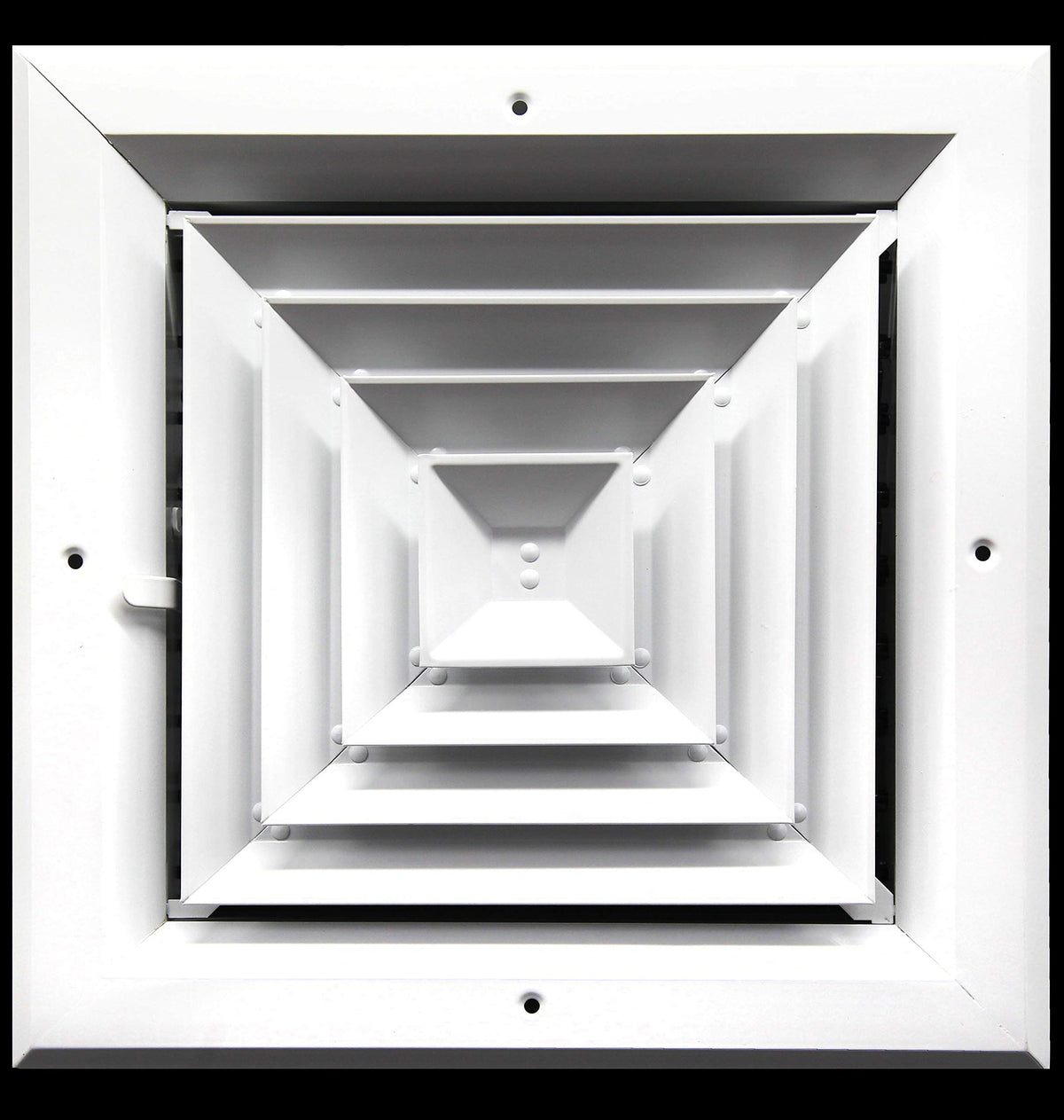 8" x 8" 4-WAY SUPPLY GRILLE - DUCT COVER & DIFFUSER - LOW NOISE - For Ceiling - With Opposing Damper Blades