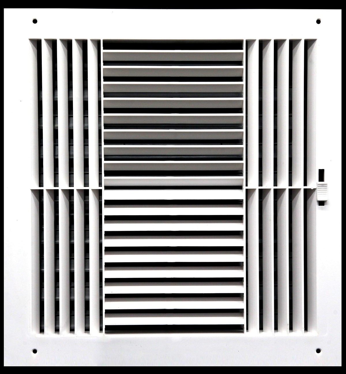 12"W X 12"H [Duct Opening] Never Rust Plastic 4-Way-Vertical Air Supply Register - HVAC Vent Duct Grille - Off White [Outer Dimensions: 13.75"W X 13.75"H]