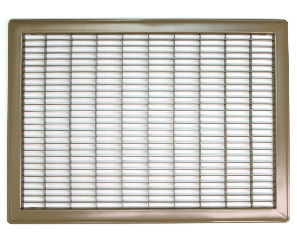 12&quot; X 16&quot; or 16&quot; X 12&quot; Heavy Duty Floor Grille - Fixed Blades Air Grille - Brown [Outer Dimensions: 13.75 X 17.75]