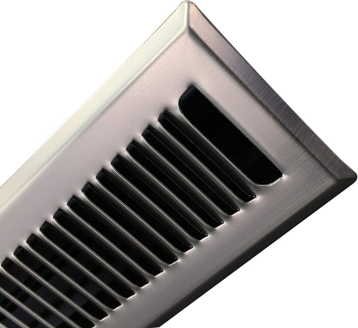 2&quot; X 12&quot; Modern Floor Register Grille with Dampers - Contempo Slotted Grate - HVAC Vent Duct Cover - Chrome