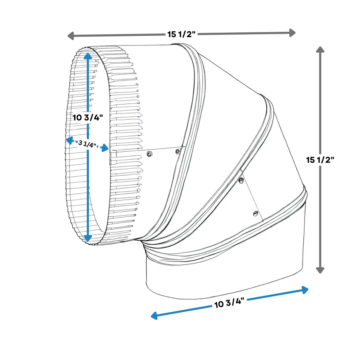 8" 90 Degree Flat Oval Elbow