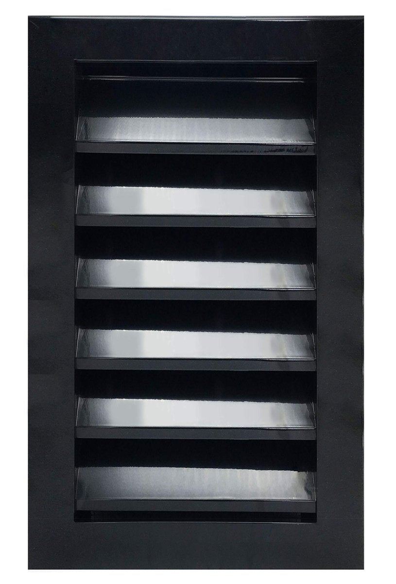 8"w X 16"h Aluminum Exterior Gable Louver Vent for Walls & Crawlspace - Weather - Resistant Air Grille with Screen Mesh - Black [Outer Dimensions 9.75"w x 17.75"h] - HVAC PremiumLO816 BL