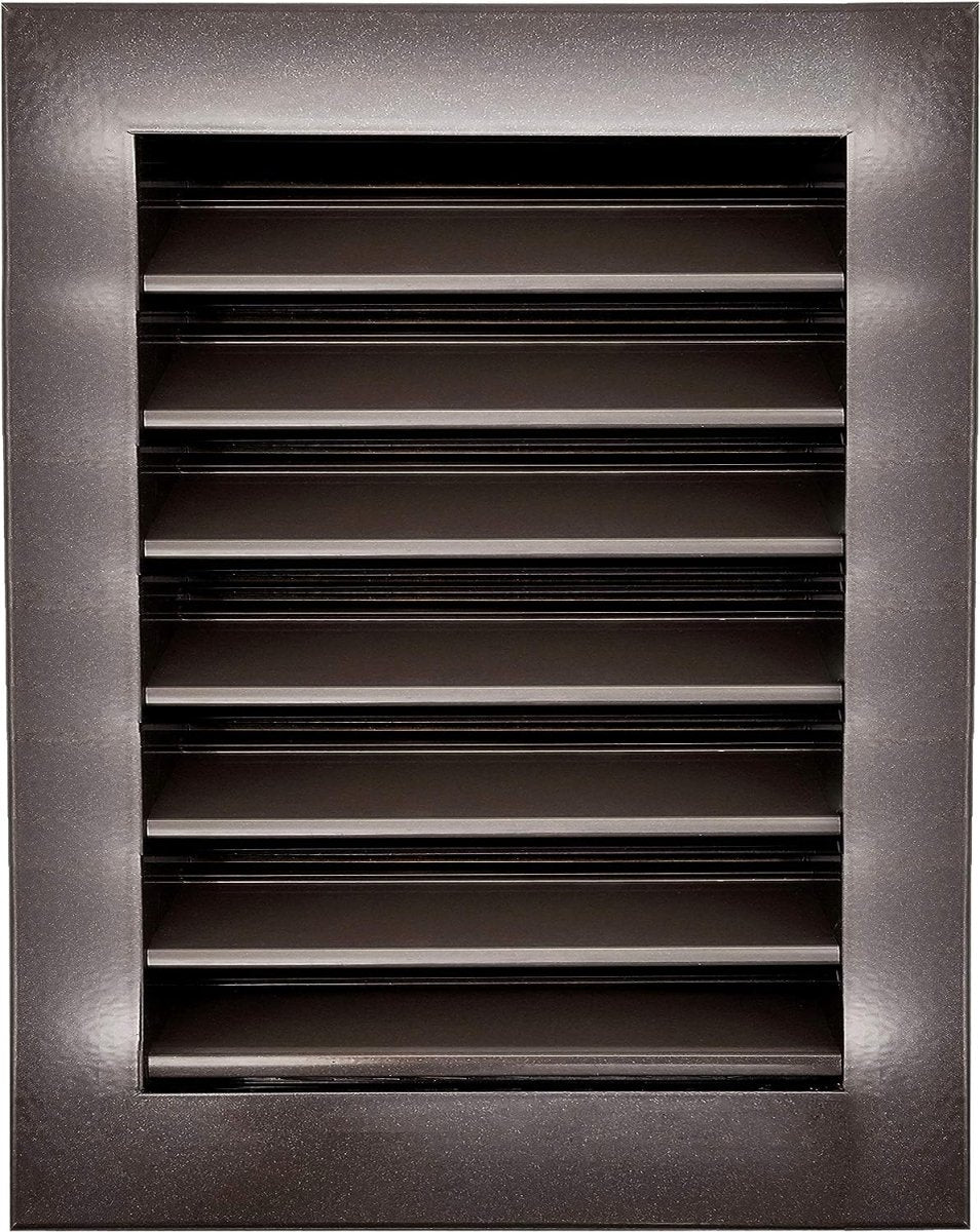 8"w X 16"h Aluminum Exterior Gable Louver Vent for Walls & Crawlspace - Weather - Resistant Air Grille with Screen Mesh - Brown [Outer Dimensions 9.75"w x 17.75"h] - HVAC PremiumLO816 BR