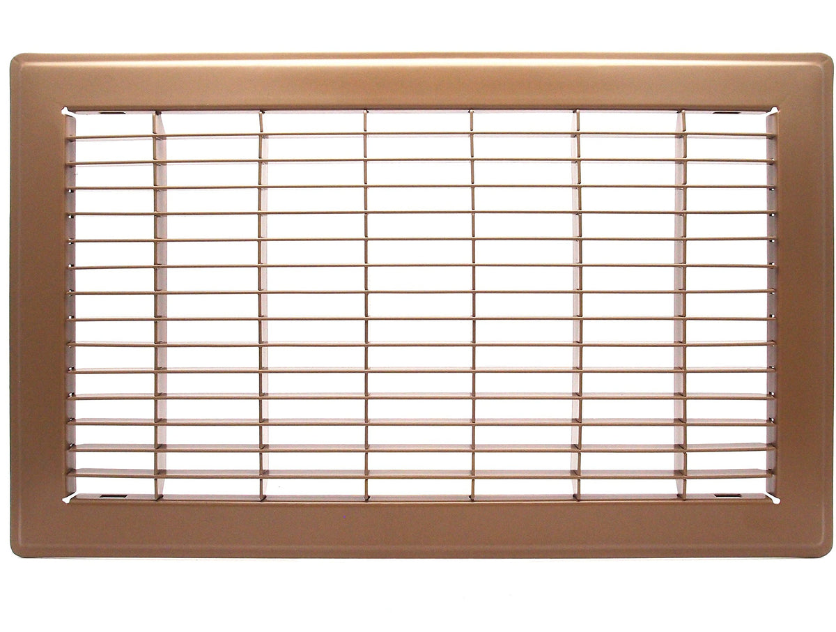 8&quot; X 14&quot; Or 14&quot; X 8&quot; Heavy Duty Floor Grille - Fixed Blades Air Grille - Brown [Outer Dimensions: 9.75 X 15.75]
