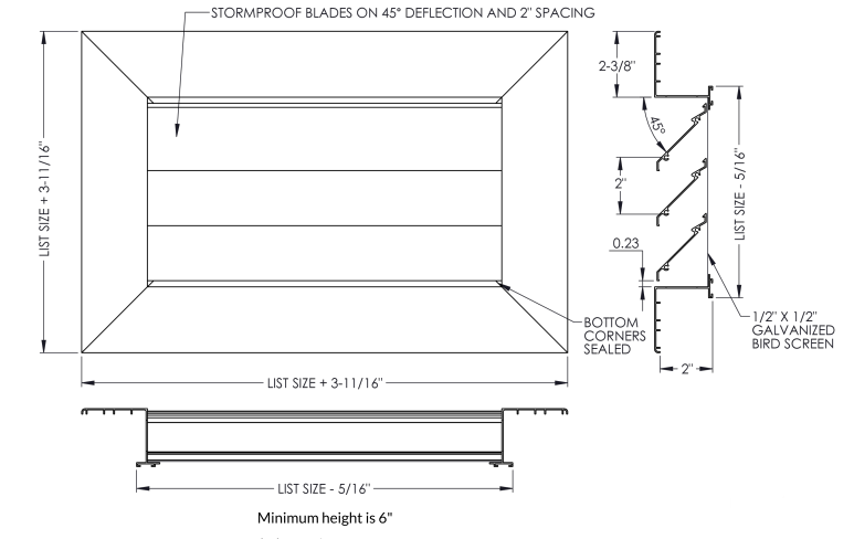 Wide frame Aluminum Exterior Louver Gable Vent for Walls &amp; Crawlspace - Weather-Resistant with Screen