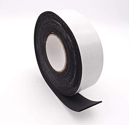 Insulation Black Foam Tape Adhesive Seal for Pipes, Doors, Windows - Universal Weather/Air Sealer, Waterproof - 2&quot; x 30&#39; Roll (1/8&quot; Thick)